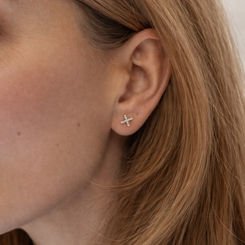 DIAMOND CROSS STUDS