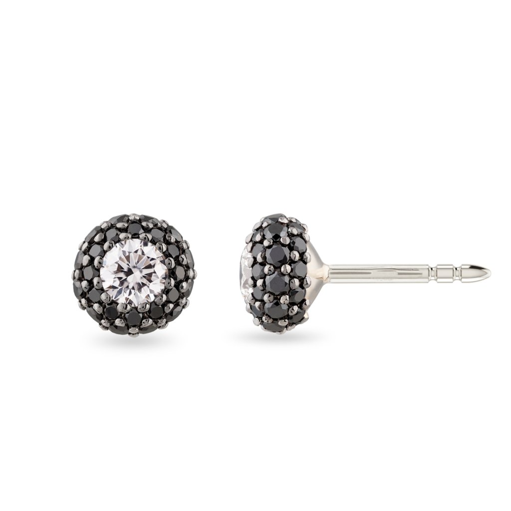 Earrings with white and black diamonds
