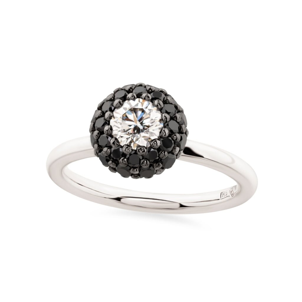 Ring with White and Black Diamonds