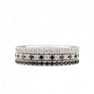 Balto aukso amžinybės žiedas su juodais deimantais | Taurus Jewels