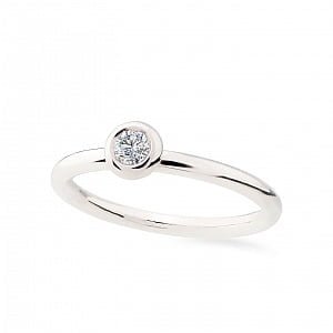 Balto aukso žiedas su deimantu | Taurus Jewels