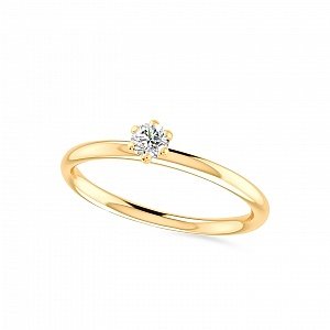 Geltono aukso žiedas su deimantu | Taurus Jewels