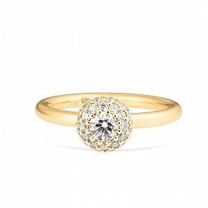 Geltono aukso žiedas su deimantais | Taurus Jewels