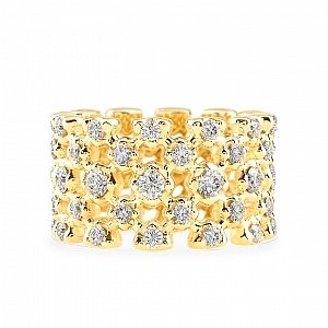 Geltono aukso žiedas su šampaniniais deimantais | Taurus Jewels