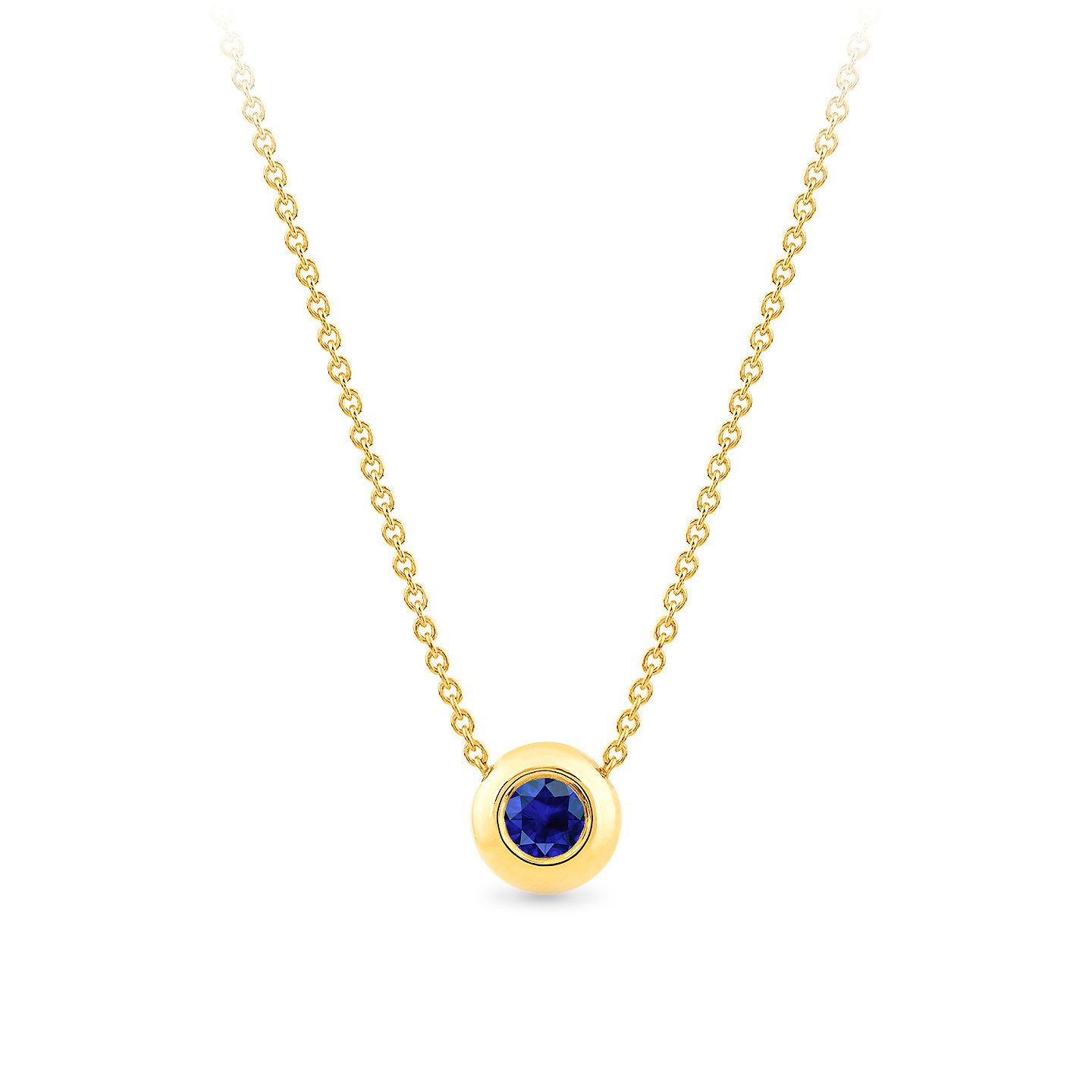 OLYMPUS DIGITAL CAMERA Geltono aukso pakabukas su mėlynu safyru | Taurus Jewels