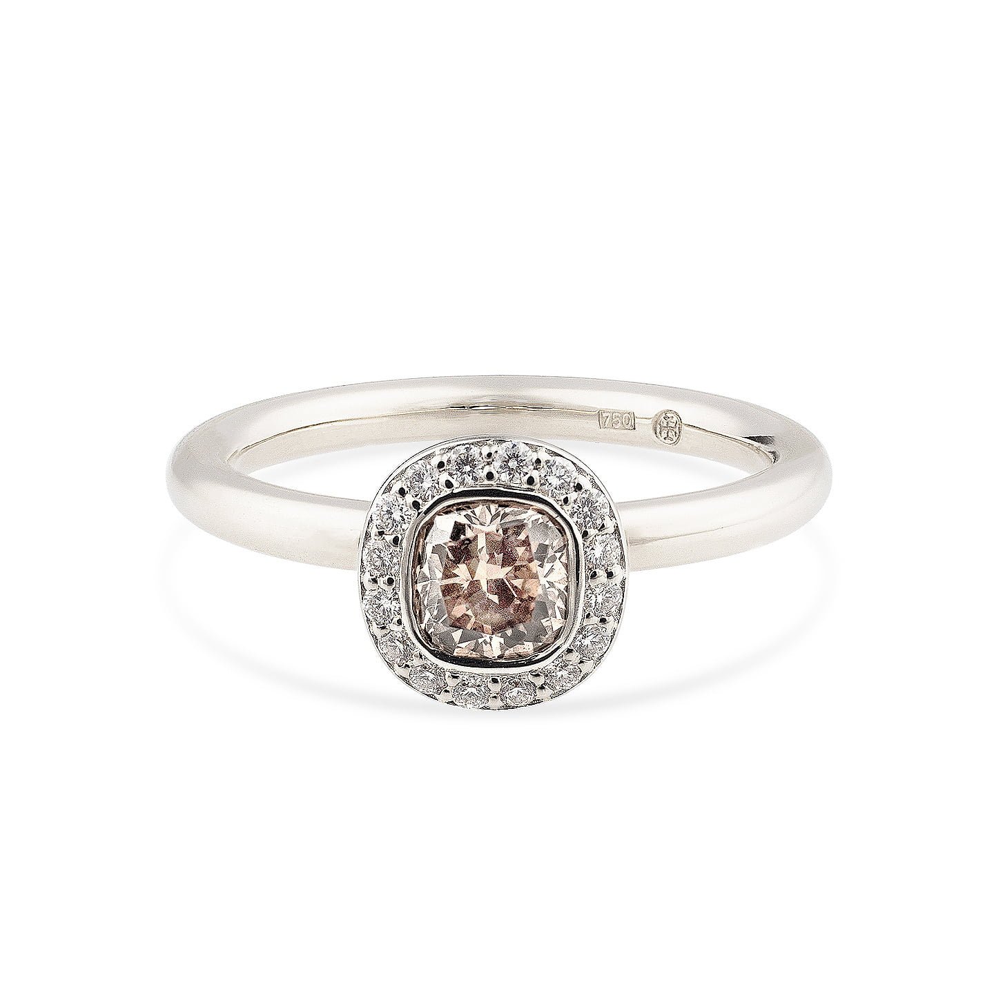 OLYMPUS DIGITAL CAMERA Balto aukso žiedas su šampaniniu deimantu | Taurus Jewels