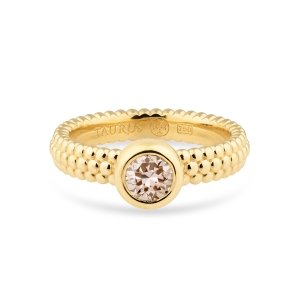 Geltono aukso žiedas su šampaniniu deimantu | Taurus Jewels