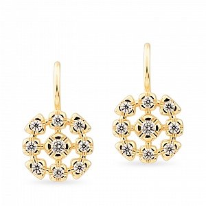 Geltono aukso auskarai su šampaniniais deimantais | Taurus Jewels