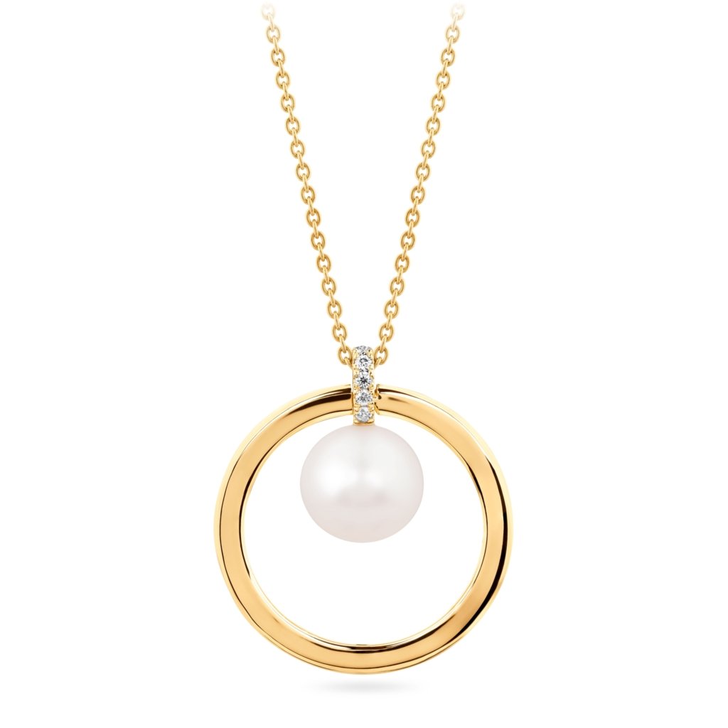 Pendant with  pearl and a round brilliant diamonds