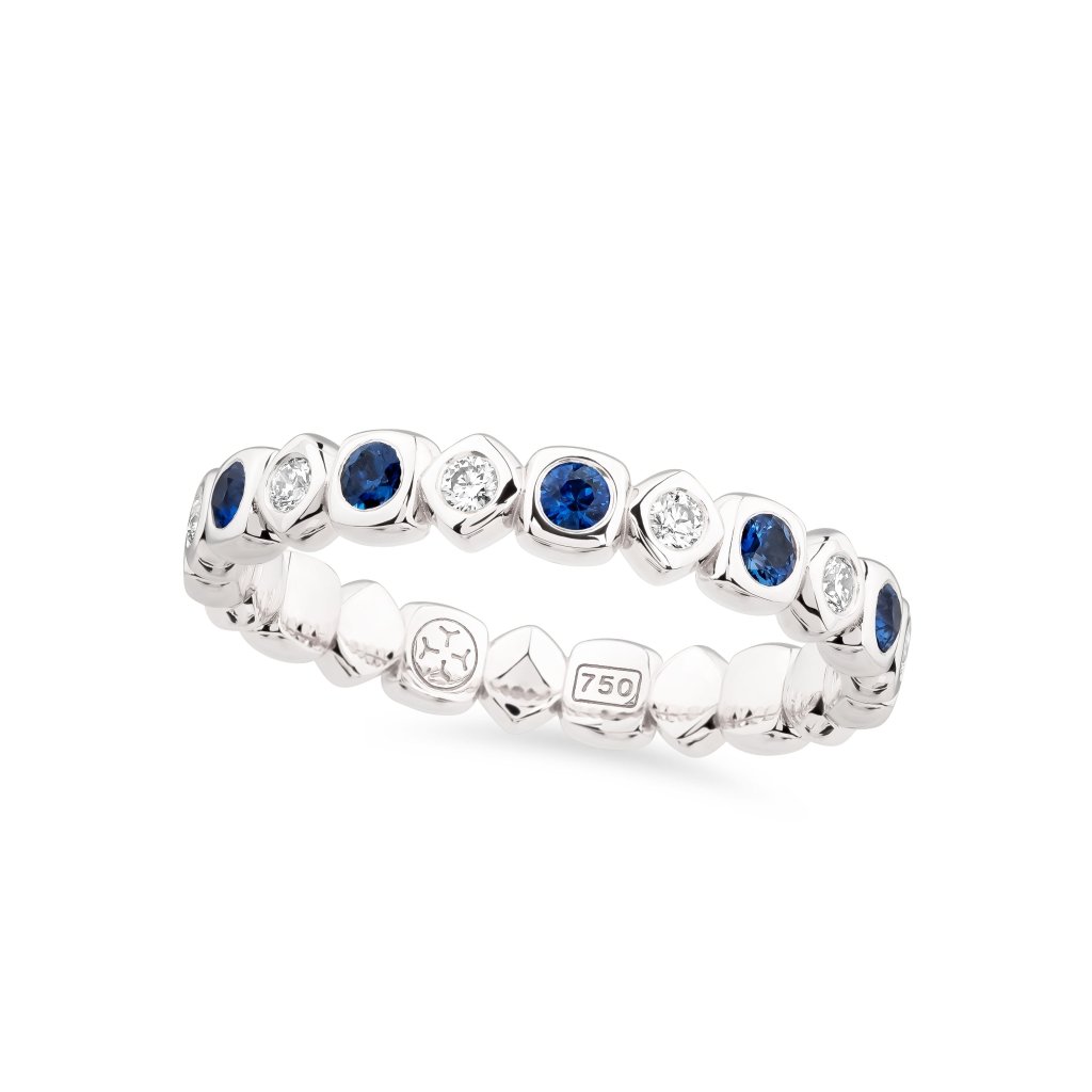 ARISTOS ring with diamonds and blue sapphires
