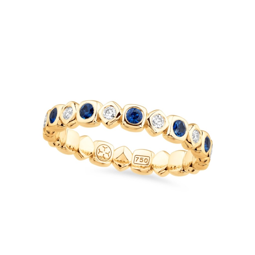 ARISTOS ring with diamonds and blue sapphires