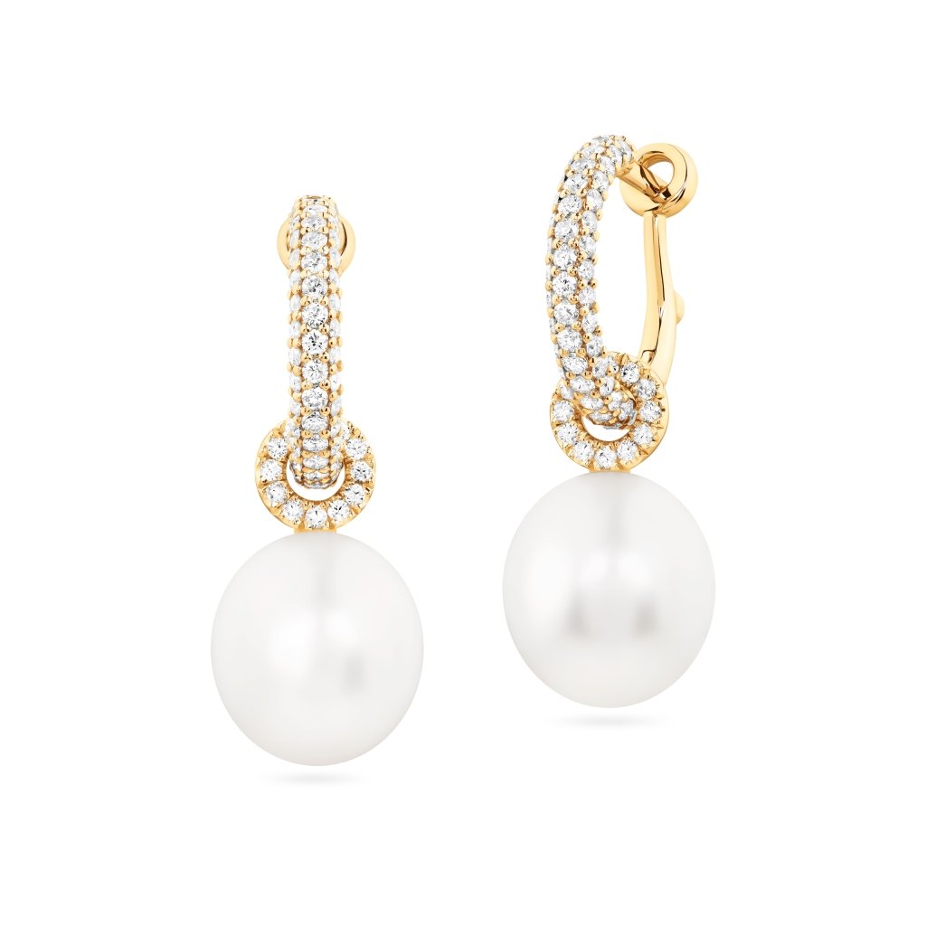 Earring PENDANTS with pearls and diamonds