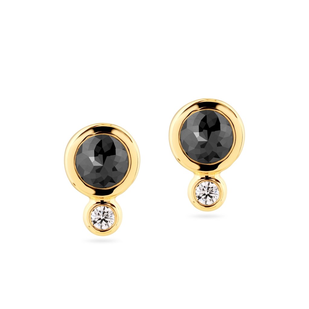 Earrings with white and black diamonds