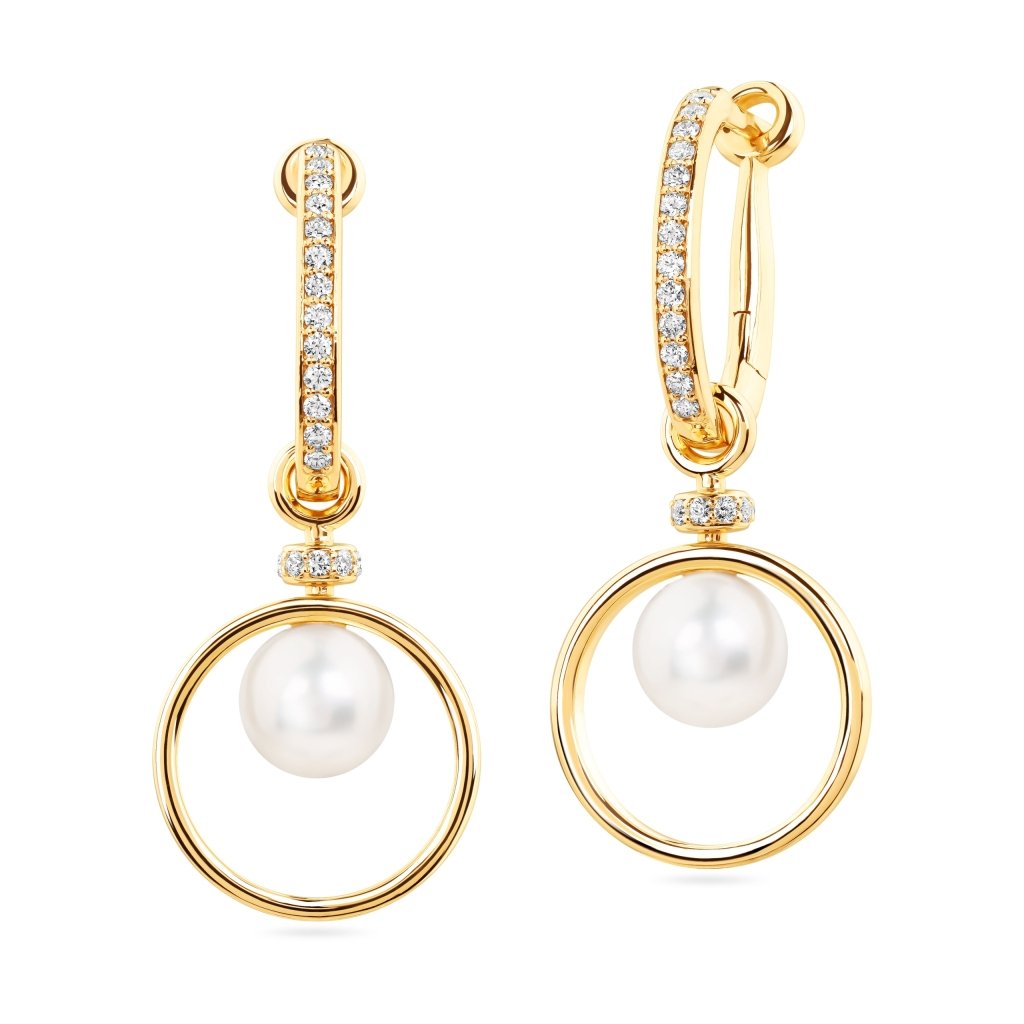 Earring PENDANTS with pearls and diamonds