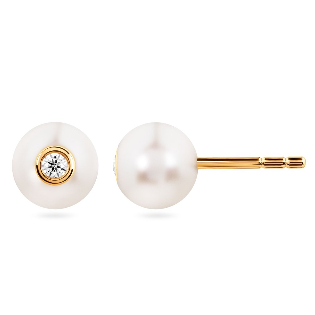 Earrings with Freshwater pearls and diamonds