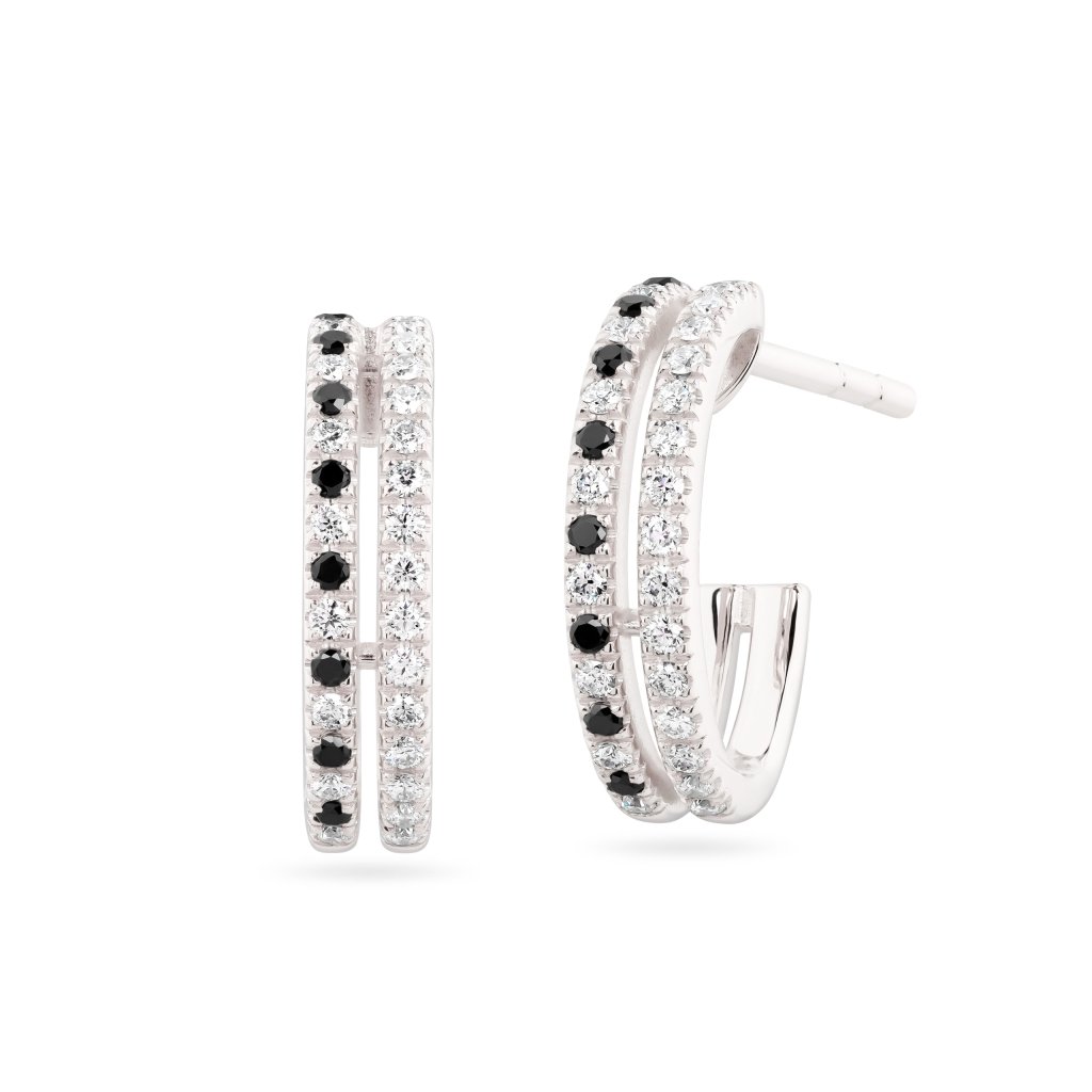 Earrings with white and black diamonds